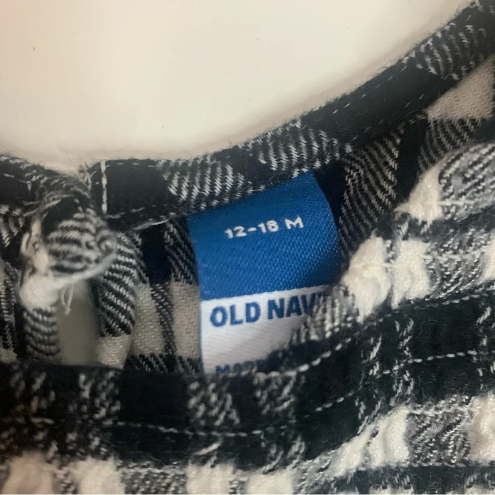 Old Navy Black and White Checkered Baby Romper